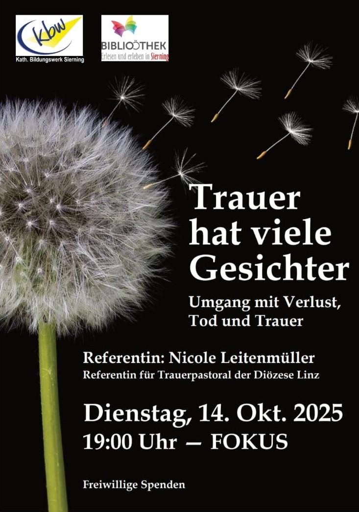 Veranstaltungsplakat "Trauer hat viele Gesichter"