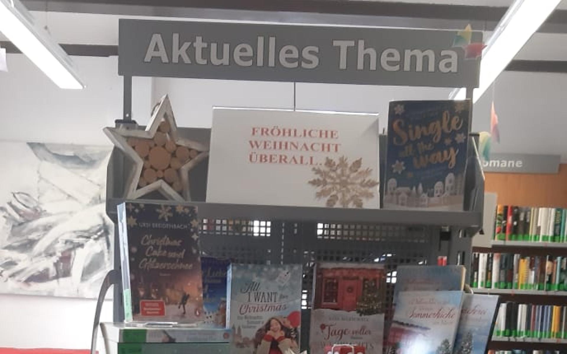 Bücherregal mit Weihnachtsbüchern