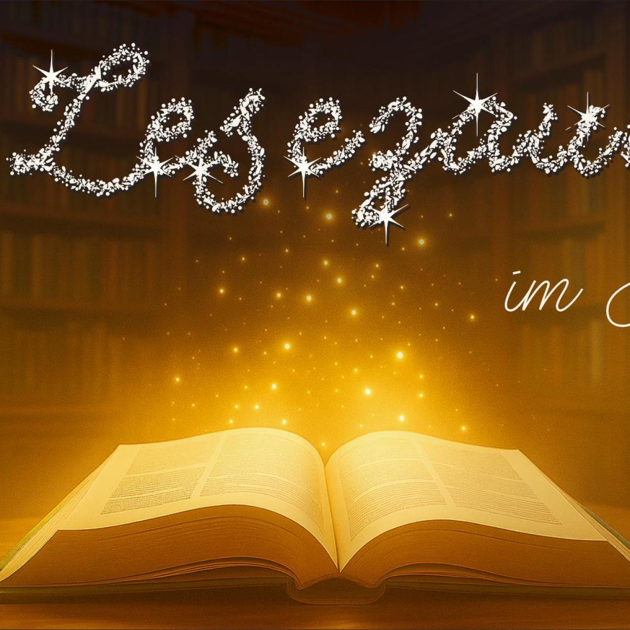 Offenes Buch mit Weihnachtsglitzer