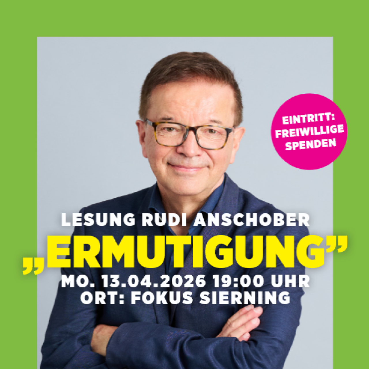 Plakat mit Porträtfoto von Rudi Anschober