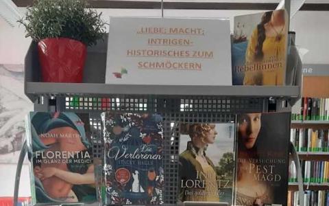 Foto des Regals mit den Büchern zum aktuellen Thema